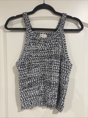 POL Black and White Knit Halter Tank Top